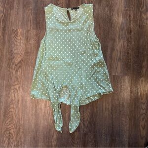 Green Polka Dot Sleeveless Blouse